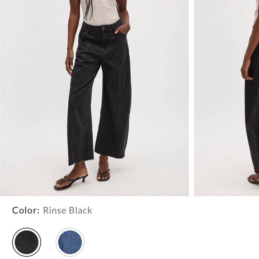 FP Wrangler Cowboy Jeans Stylish Black Wide-Leg